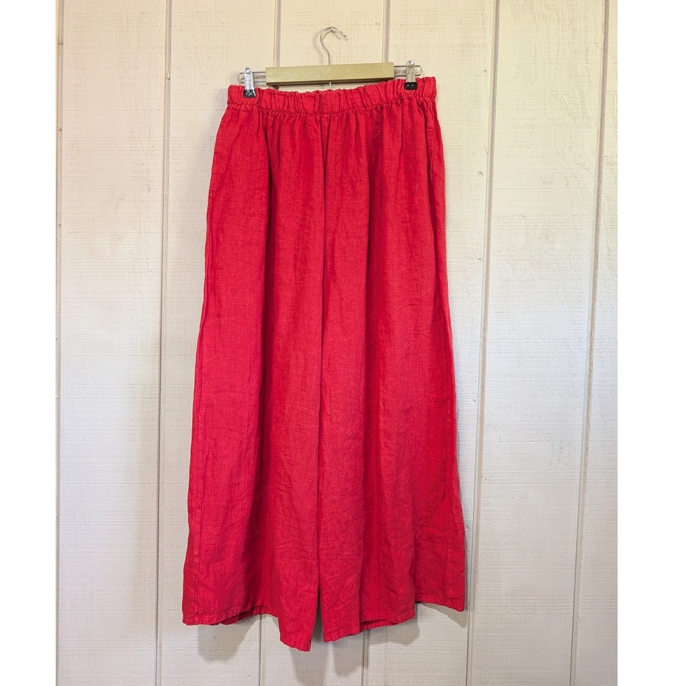 Bryn Walker Red Linen Wide Leg Crop Pants XL Made in USA NWT